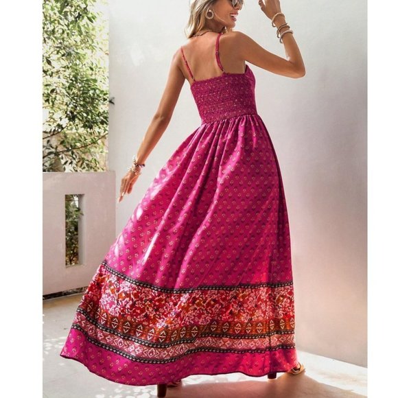 Pink Boho Womens Allover Print Cami Dress - Picture 3 of 8